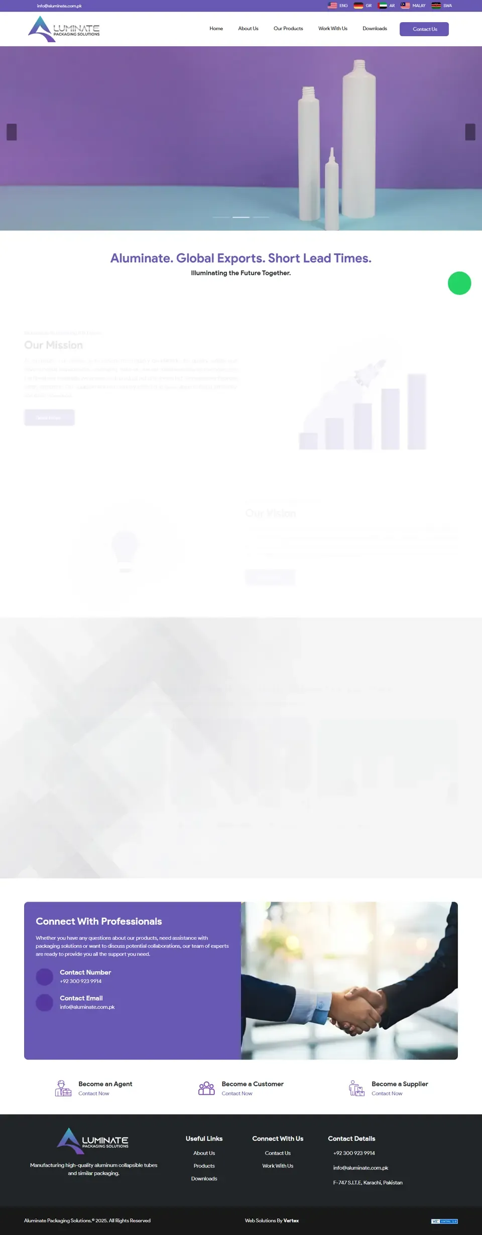 Aluminate Packaging Solutions website home page