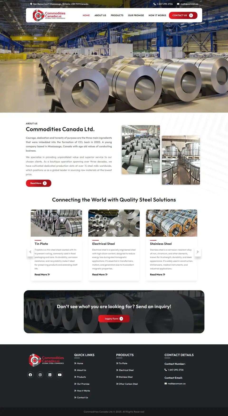 Commodities Canada Ltd. website home page