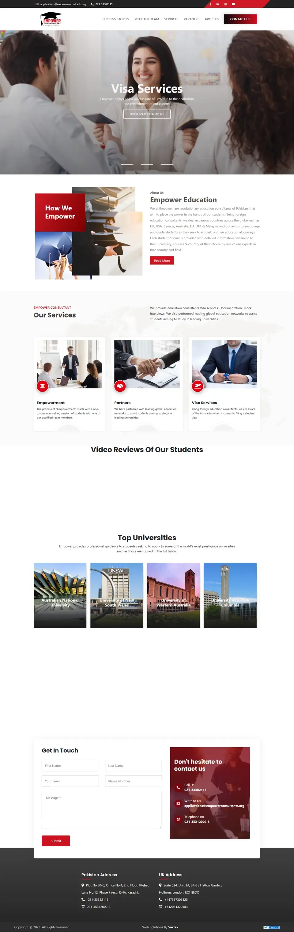 Empower Education Consultants website home page