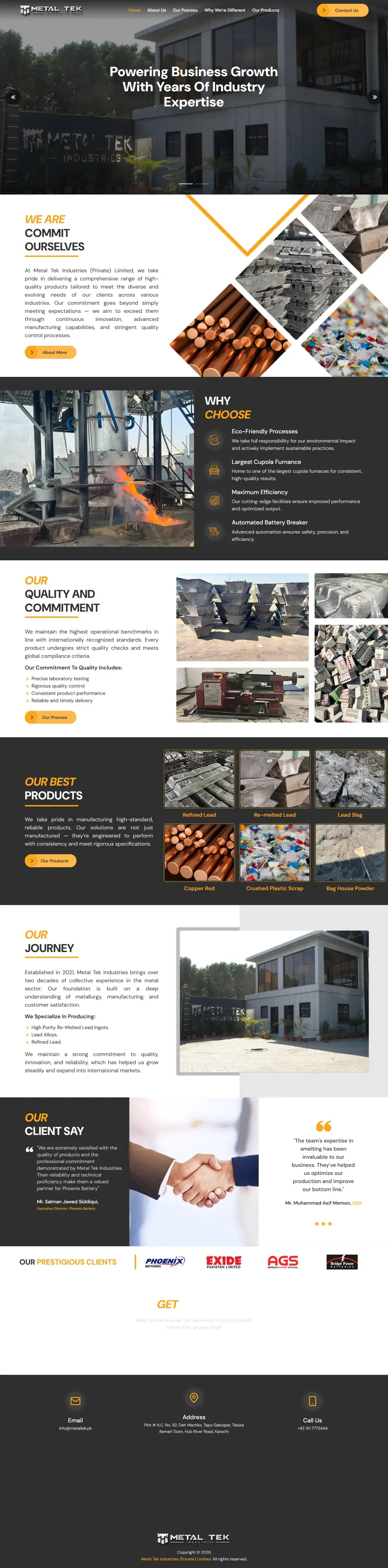 Metal Tek Industries (Private) Limited website home page