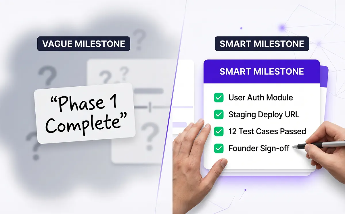 Vague vs smart milestone payments software development checklist comparison